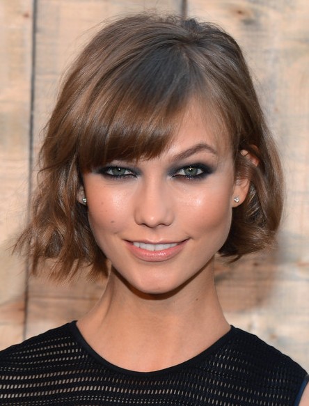 Karlie Kloss Short Hairstyle- Casual Short Haircut with Cool Bangs