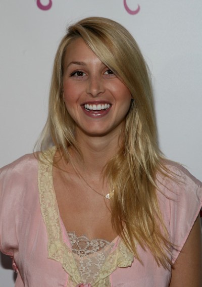 Blonde Long Straight Haircut with Layered Hair with Side Bangs for Women from Whitney Port