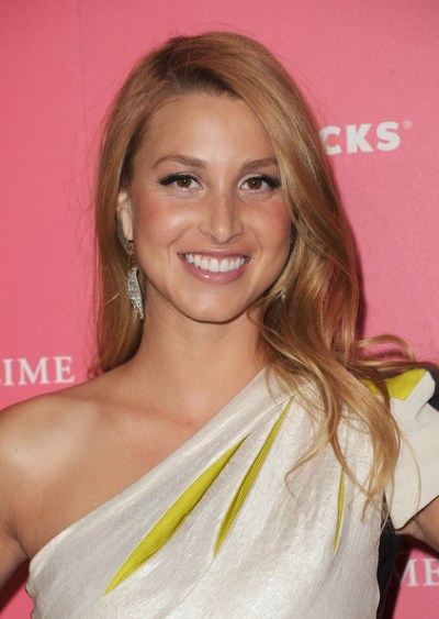 Simply Long Hairstyle with Blonde Hair Color and Side Bangs Hair for Women from Whitney Port