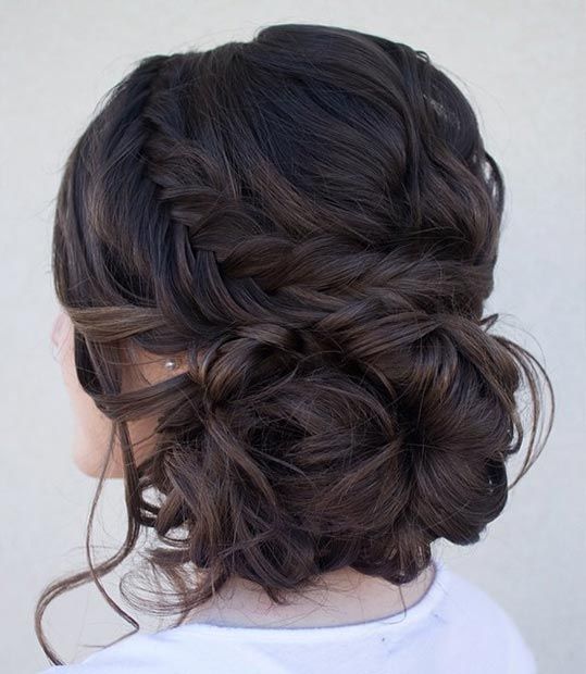Curly Side Bun + Fishtail Braid: