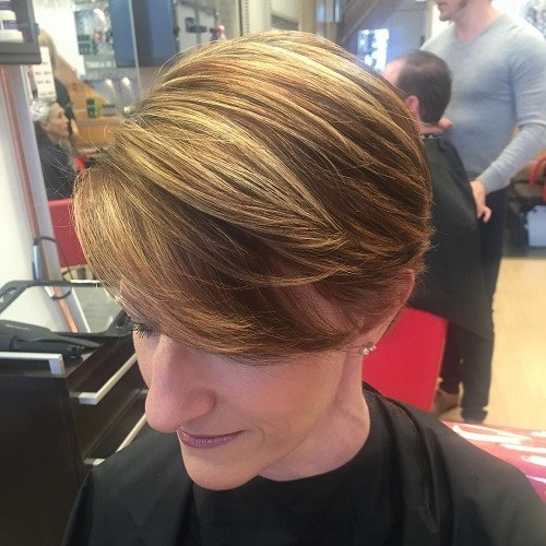 chic short hairstyle with bangs