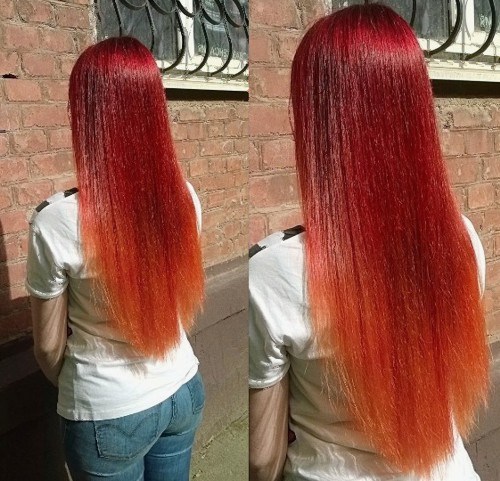 Red Hairstyles for long hair