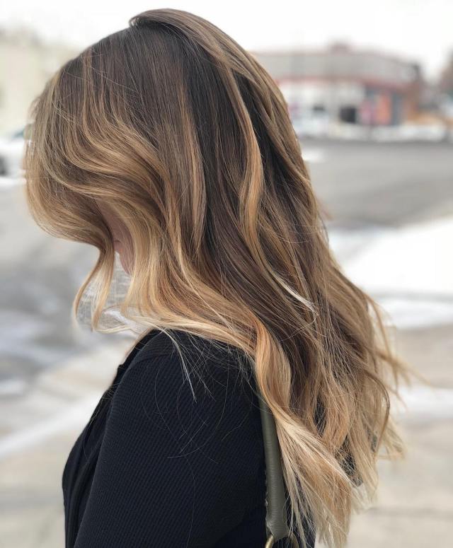 long brunette wavy hairstyle