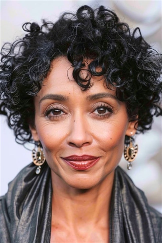 8 short black curls