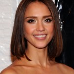 Actress Jessica Alba Medium Straight Bob Haircut