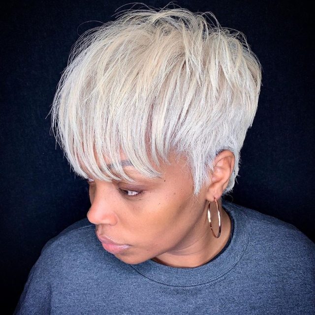 Ash White Voluminous Bixie Cut