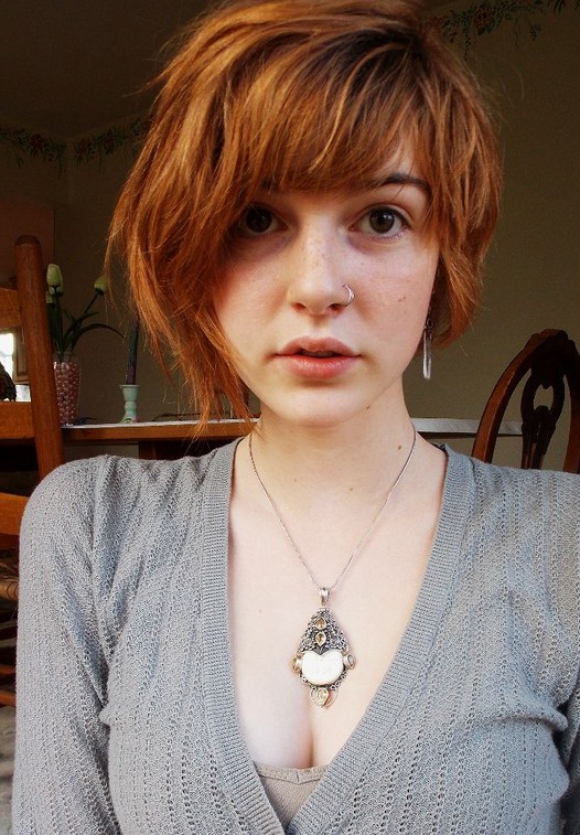Asymmetric Bob  - Textured Copper Short Bob Hairstyle for Women