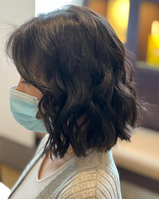Beach waves with bangs