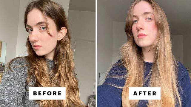 before and after of the Hair Gloss Treatment