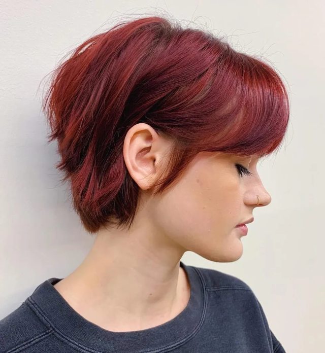 short red bixie cut