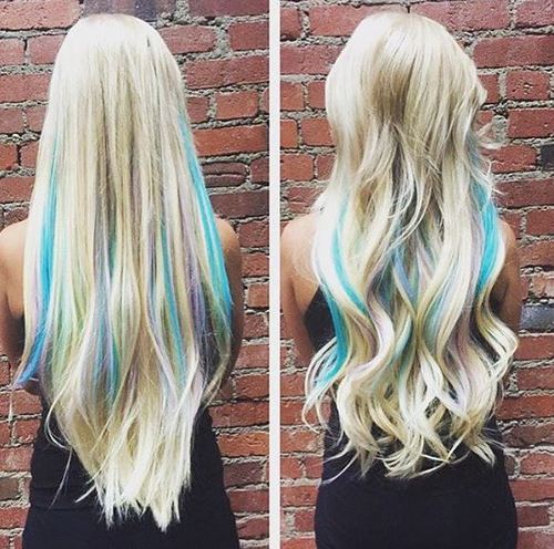 Blonde Hair with Blue Highlights
