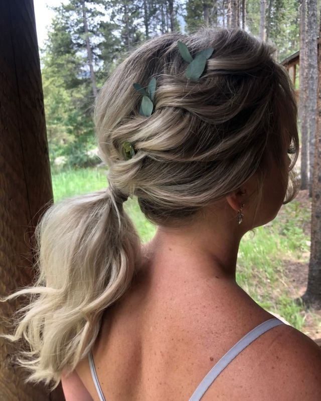 Bohemian Twisted Ponytail with Leafy Accents