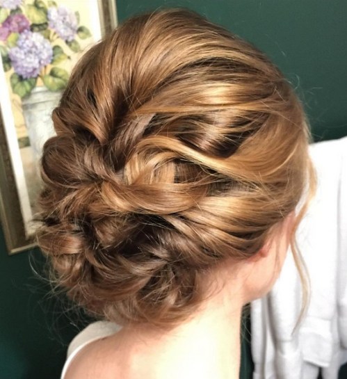 Bridesmaid Updo Hairstyle for Medium Length Hair