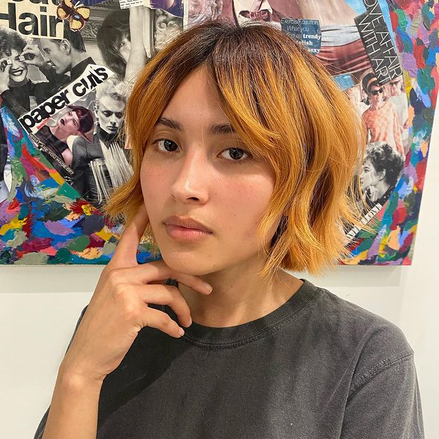 bright dark to copper ombre bixie cut