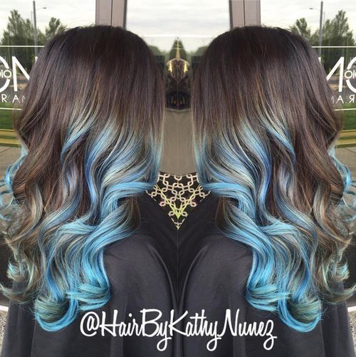 Brown and Blue Hair