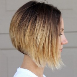 Chic asymmetrical ombre bob hairstyle for short hair