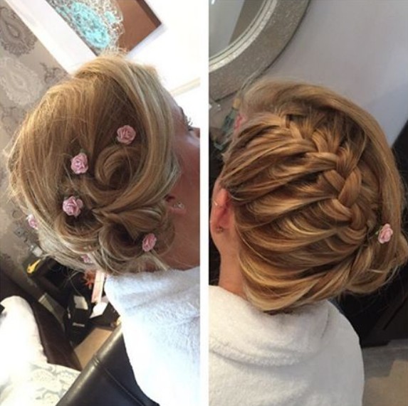 Chic Braid Updo Hairstyle for Meidum Length Hair