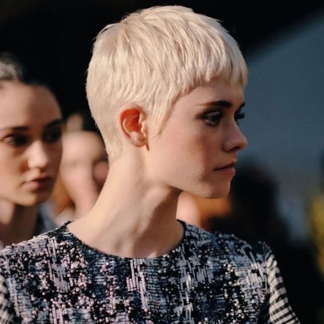 cropped short pixie cut with bangs