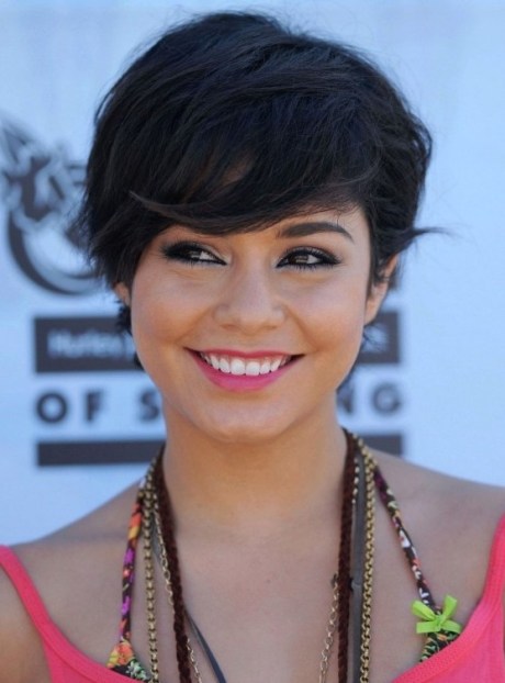 Cute Short Black Hairstyle with Side Swept Bangs