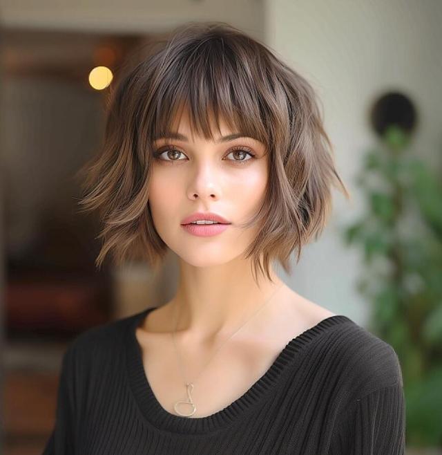 cute short choppy haircut with bangs