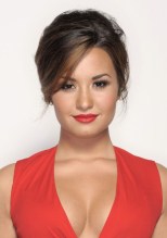 Demi Lovato Casual French Twist with Side Swept Bangs Demi Lovato Casual French Twist with Side Swept Bangs