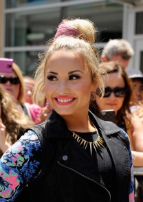 Demi Lovato Pink Messy Bun Updo - Casual Bun Updo Hair Styles Casual Bun Updo Hair Styles Demi Lovato Pink Bun Updo 2013