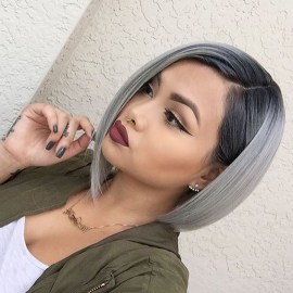Grey, Bob Haircut with Straight Hair - Medium Bob Hairstyles