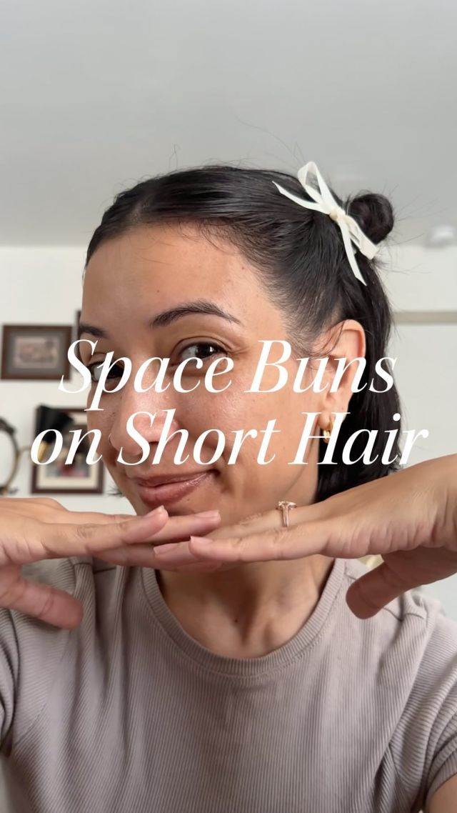Half Up Space Buns on Short Hair