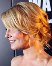 Romantic Loose Wavy Blonde Updo Hairstyle for Wedding and Prom Jennifer Morrison Romantic Loose Wavy Blonde Updo Hairstyle