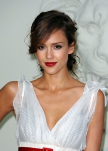 Jessica Alba Messy Twisted Updo with Side Swing Bangs Jessica Alba Messy Updo with Side Bangs