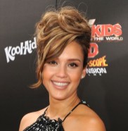 Jessica Alba Sophisticated Updo Hairstyle with Bangs Jessica Alba Sophisticated Updo Hairstyle with Bangs