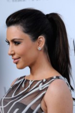 Kim Kardashian Simple Easy Ponytail Hairstyle Kim Kardashian Simple Easy Ponytail Hairstyle