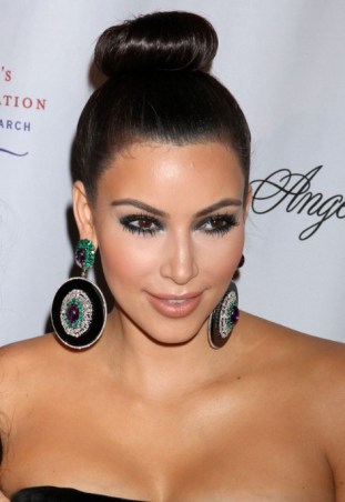 Latest Sleek Bun Prom Hairstyles from Kim Kardashian  2013 - 2014 Sleek Bun Prom Hairstyles from Kim Kardashian