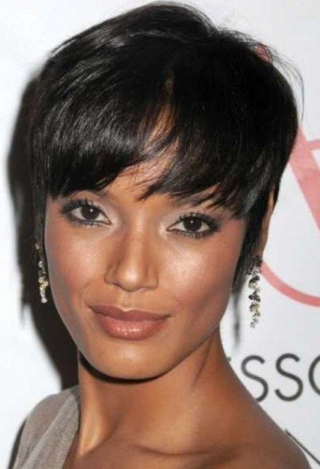 Layered Short Black Haircut with Bangs