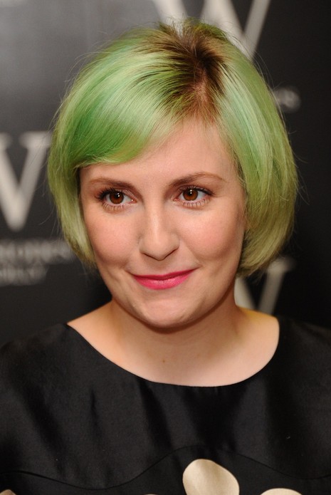 Lena Dunham Short Green Bob Hairstyle for Thick Hair