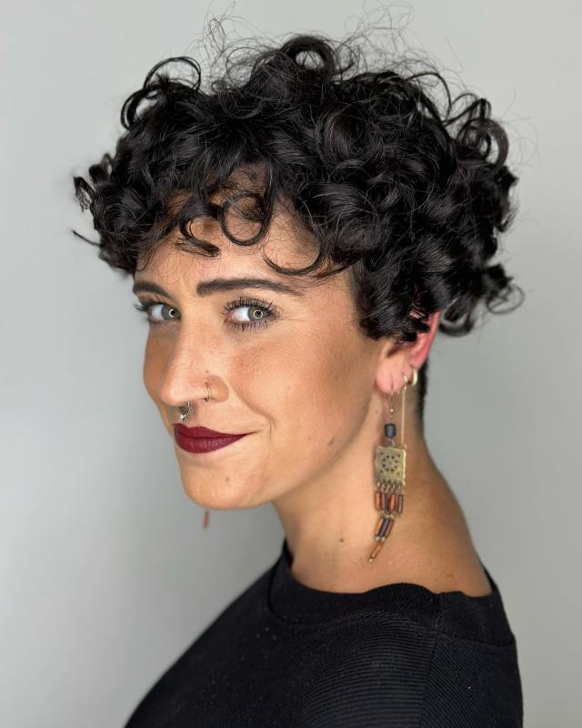 Longer Curly Pixie Cut