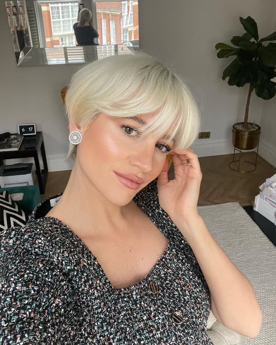 longer length pixie with Flipped Bangs