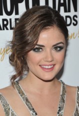 Lucy Hale Hairstyle with Side Swept Bangs for Prom and Wedding Lucy Hale Hairstyle with Side Swept Bangs for Prom and Wedding