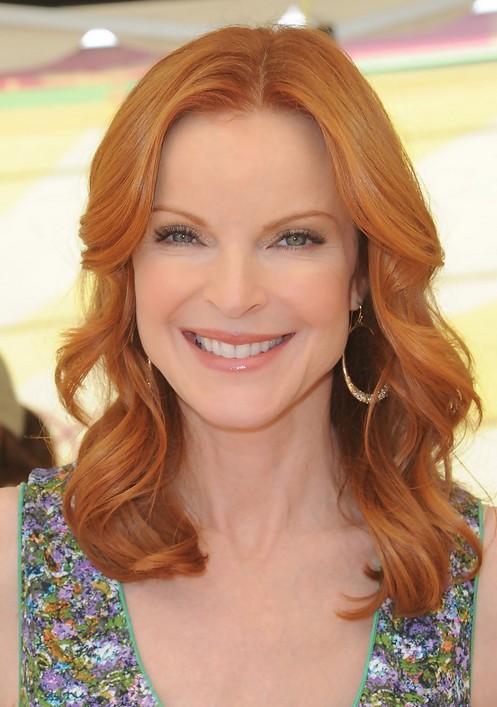 Marcia Cross Long Wavy Hairstyle with Bright Color for Women Over 50