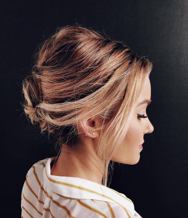 Messy Chignon updo for short hair