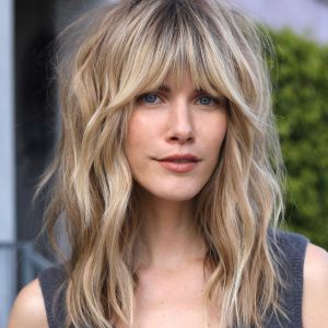 Mid length Shag hairstyle with bangs
