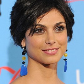 Morena Baccarin Layered Short Black Razor Cut with Bangs 2013