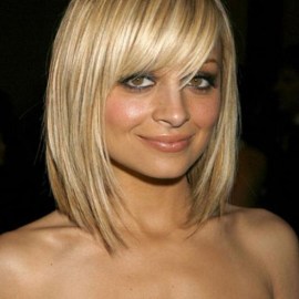 Cute short blonde bob haircut with bangs - Nicole Richie short haircut