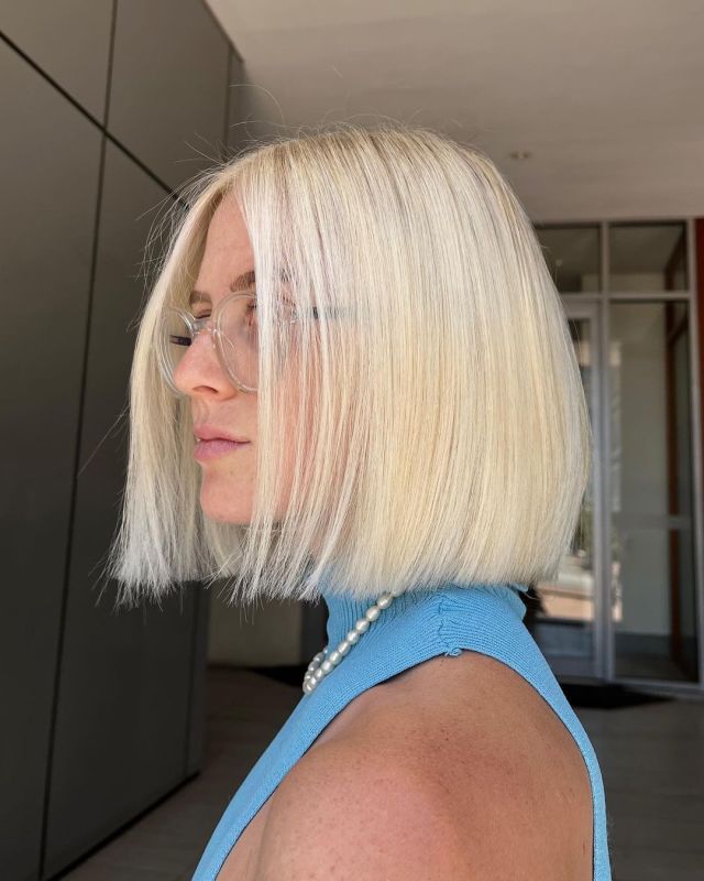 Pin Straight Blunt Blonde Bob