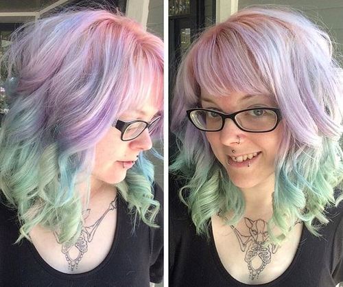 Pink, Blue and Green Hairstyle