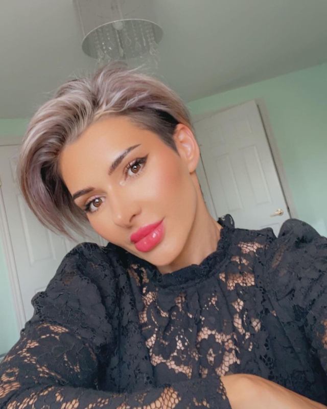 pixie cut with long Grown Out Bangs