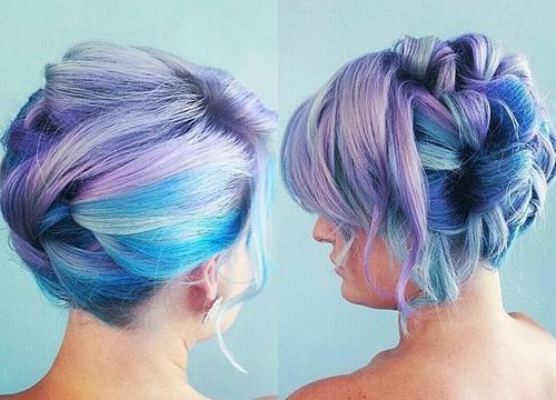 Purple and Blue Updo