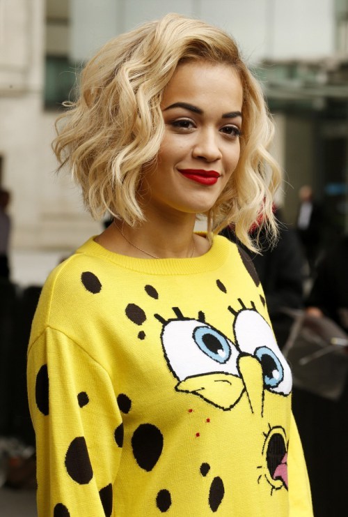 Rita Ora Cropped Choppy Bob Hairstyle for Thick Hair