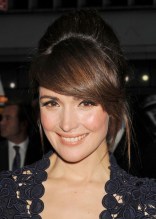 Cute French Twist Updo Hairstyle with Side Swept Bangs Rose Byrne Cute French Twist Updo Hairstyle