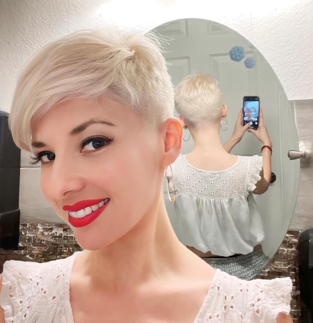 short blonde pixie cut